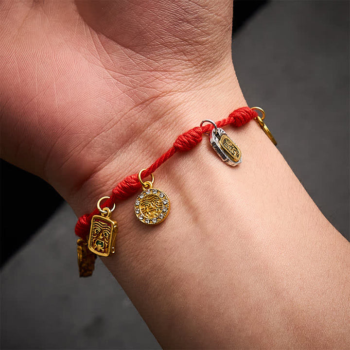 Buddha Stones Handmade Seven-Knot Red String Zakiram Fortune & Blessings Fu Character Pixiu Vajra Luck Bracelet - image 4