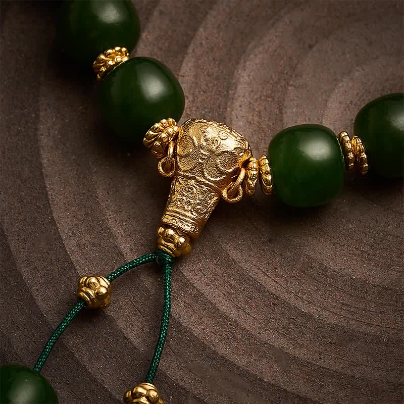 Buddha Stones Cyan Jade Harmony Golden Accent Bracelet - image 3