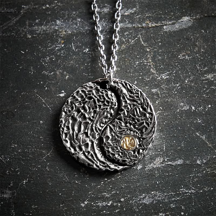 Buddha Stones Copper Yin Yang Balance Round Engraved Pendant Necklace - image 3