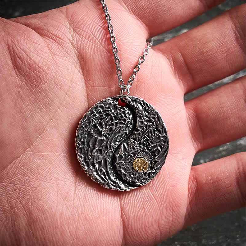 Buddha Stones Copper Yin Yang Balance Round Engraved Pendant Necklace - image 10
