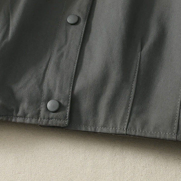 Buddha Stones Fall Winter Casual Minimalist Mandarin Collar Solid Cropped Women's Jacket With Pockets - image 3