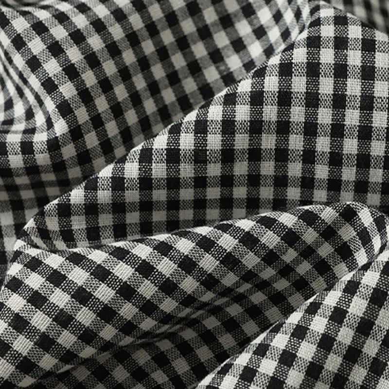Buddha Stones Fall Vintage Button-Up Black and White Gingham Women's Long Sleeve Dress With Pockets - image 8