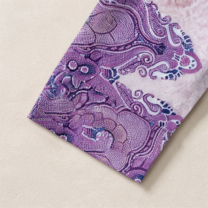 Buddha Stones Cotton Ethnic Paisley Mandala Flower Pattern V-Neck Buttons Men's Long Sleeve Shirts - image 19