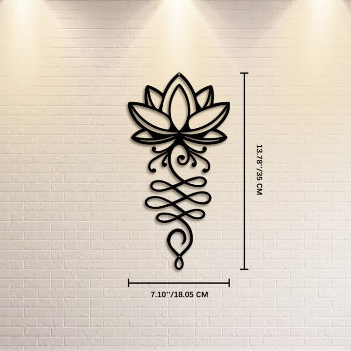 Buddha Stones Metal Lotus Enlightenment Minimalist Wall Hanging Iron Meaningful Symbols Wall Art - Approx. 18.05cm x 35cm x 0.1cm / 7.10in x 13.78in x 0.04in - image 6