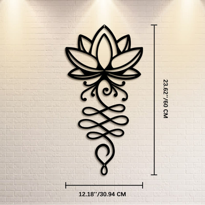 Buddha Stones Metal Lotus Enlightenment Minimalist Wall Hanging Iron Meaningful Symbols Wall Art - Approx. 30.94cm x 60cm x 0.12cm / 12.18in x 23.62in x 0.05in - image 13