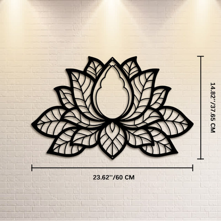 Buddha Stones Metal Lotus Enlightenment Silhouette Iron Meaningful Symbols Wall Art - Approx. 60cm x 37.65cm x 0.12cm / 23.62in x 14.82in x 0.05in - image 13