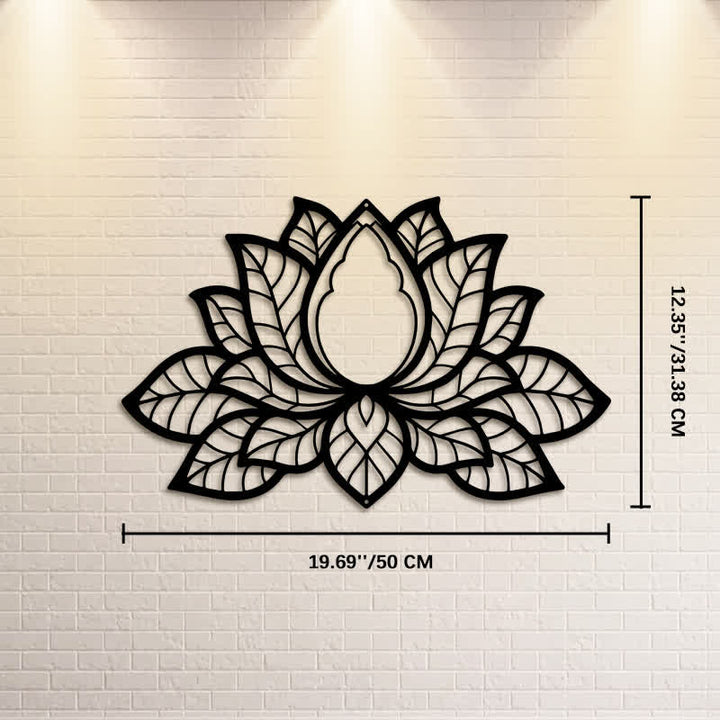 Buddha Stones Metal Lotus Enlightenment Silhouette Iron Meaningful Symbols Wall Art - Approx. 50cm x 31.38cm x 0.12cm / 19.69in x 12.35in x 0.05in - image 10