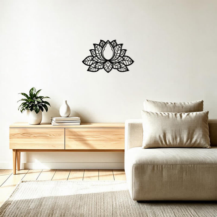 Buddha Stones Metal Lotus Enlightenment Silhouette Iron Meaningful Symbols Wall Art - image 11