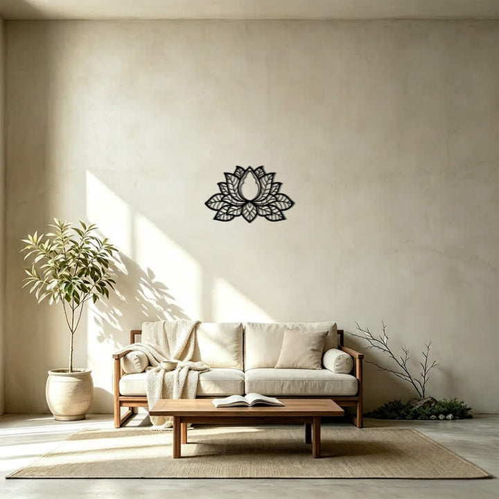 Buddha Stones Metal Lotus Enlightenment Silhouette Iron Meaningful Symbols Wall Art - image 15