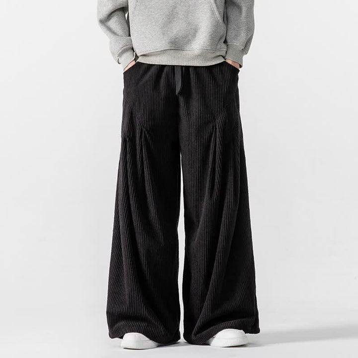 Buddha Stones Fall Winter Casual Drawstring Solid Long Pants Corduroy Men's Wide Leg Pants With Pockets - Black - US/UK/AU46，EU56 (5XL) - image 31