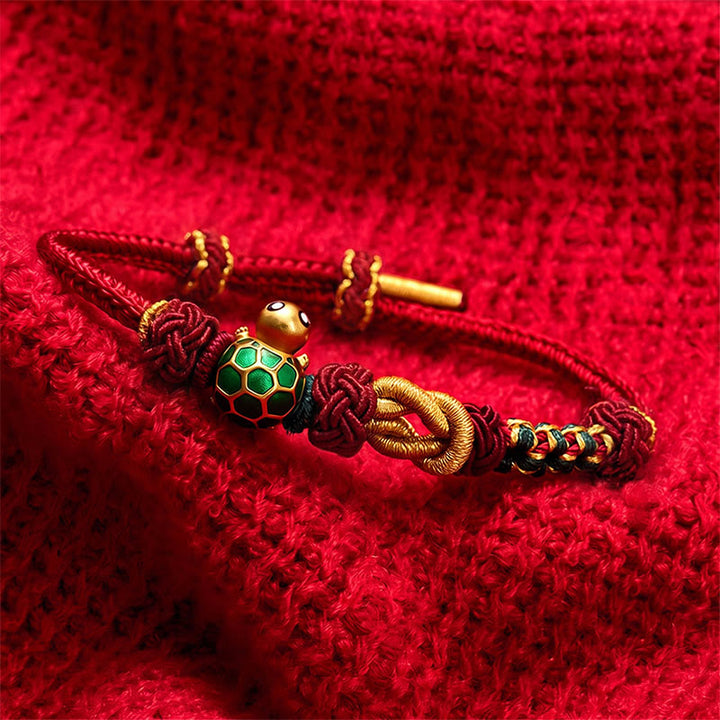 Buddha Stones Hand-Woven Copper Turtle Red String Protection Bracelet - image 12