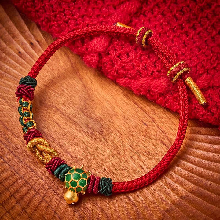 Buddha Stones Hand-Woven Copper Turtle Red String Protection Bracelet - Red String - image 9