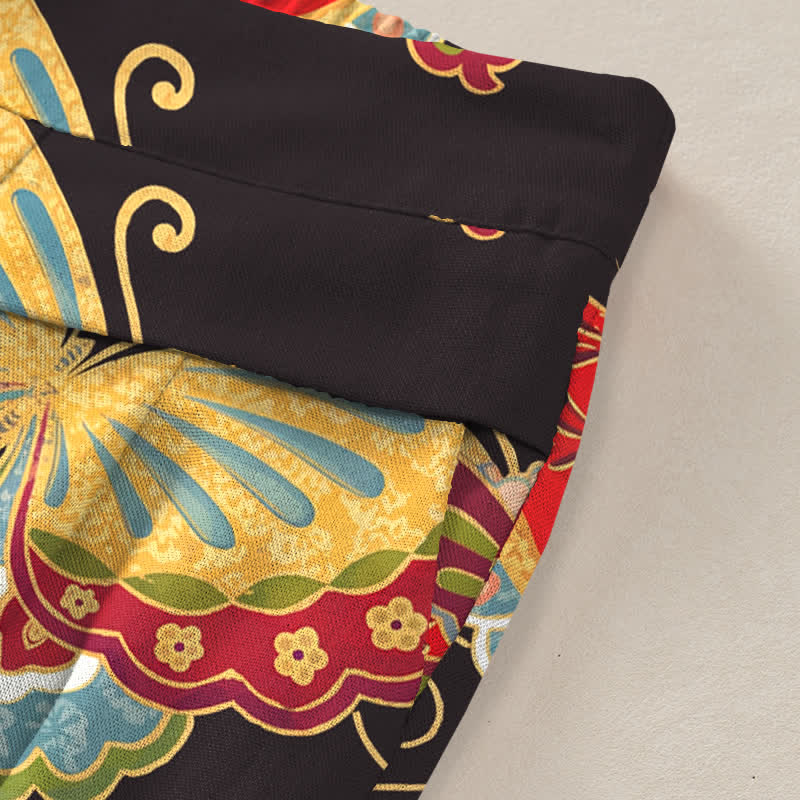 Buddha Stones Cotton Linen Colorful Butterfly Pattern Women's Elastic Waist Wide Leg Pants With Pockets - image 2