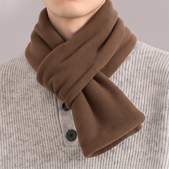 Buddha Stones Fall Winter Plush Cross Front Neck Warmer Minimalist Men's Scarf - SaddleBrown - image 12