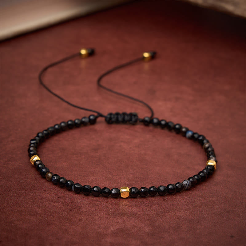 Buddha Stones Dark Brown Striped Agate Braided Adjustable Grounding Bracelet - image 1