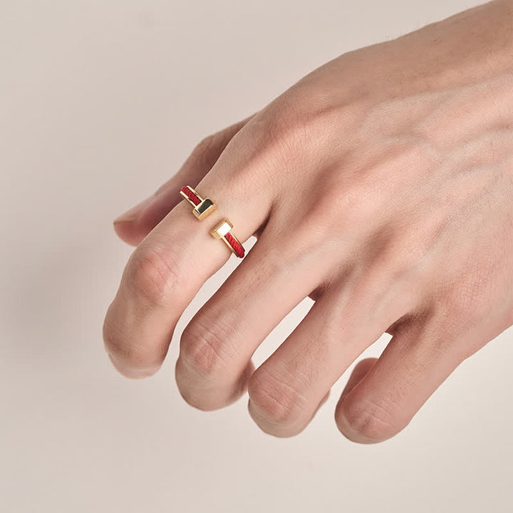 Buddha Stones Copper Red String C-Shape Open Ring For Luck - image 5