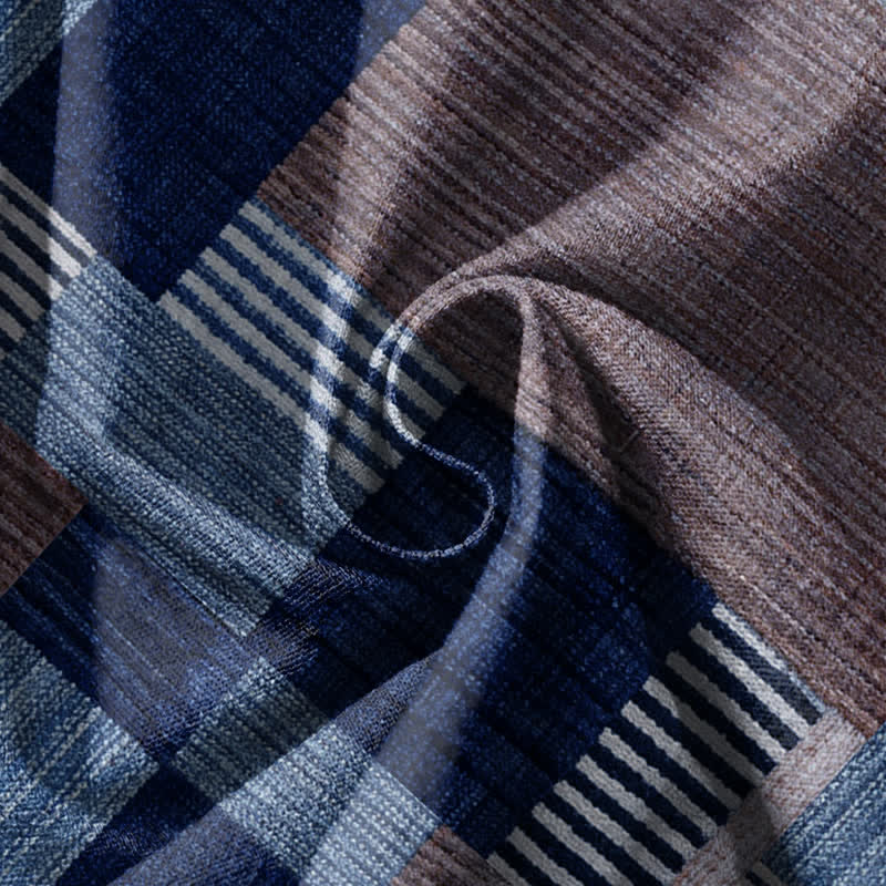 Buddha Stones Pure Cotton Patchwork Plaid Stripe Pattern Drawstring Men's Harem Pants With Pockets - image 11