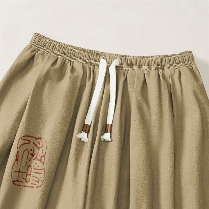 Buddha Stones Pure Cotton Playful Frog Pattern Drawstring Men's Harem Pants With Pockets - image 9