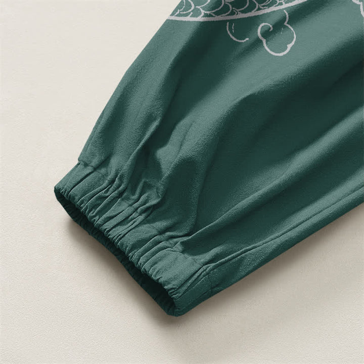 Buddha Stones Pure Cotton Dragon Cloud Pattern Drawstring Men's Harem Pants With Pockets - image 16
