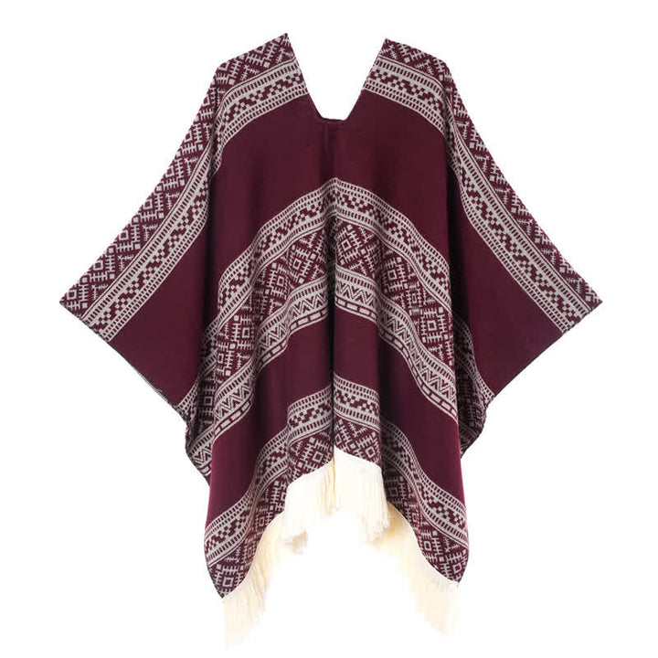 Buddha Stones Fall Winter Boho Geometric Stripe Tassel Women's Shawl - image 16