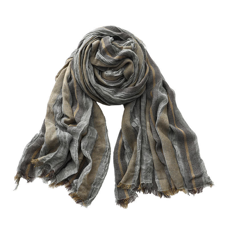 Buddha Stones Spring Fall Relaxed Gauzy Striped Travel Ready Men's Scarf - Silver - image 14