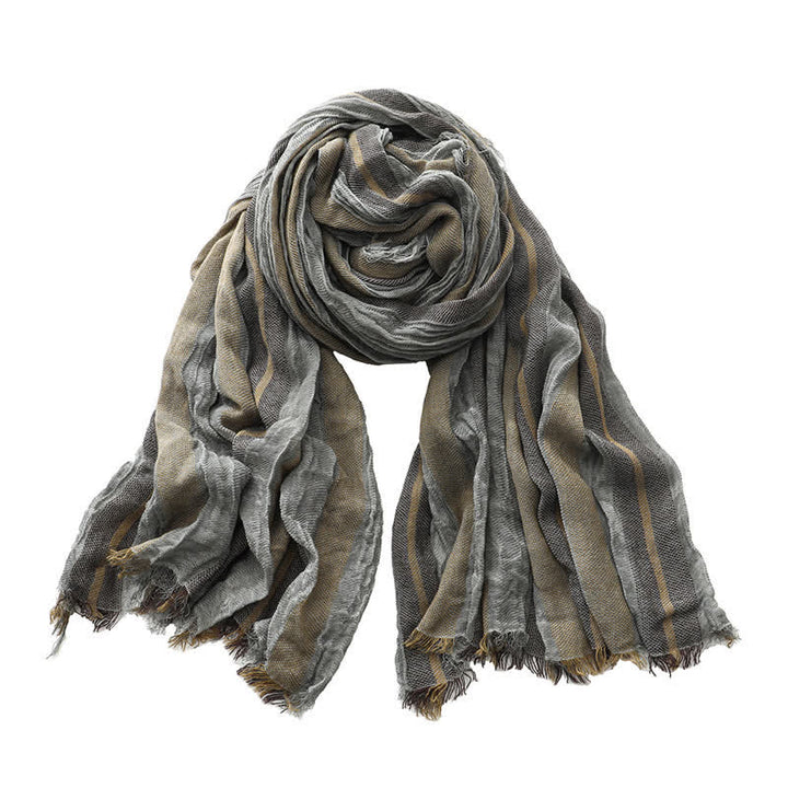 Buddha Stones Spring Fall Relaxed Gauzy Striped Travel Ready Men's Scarf - Silver - image 14