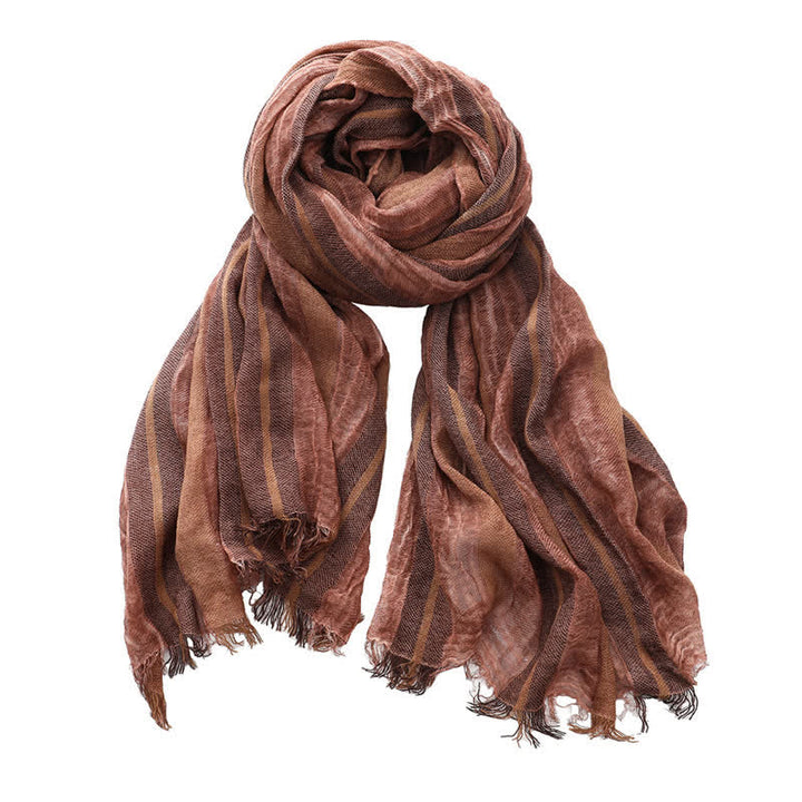 Buddha Stones Spring Fall Relaxed Gauzy Striped Travel Ready Men's Scarf - Tomato - image 11