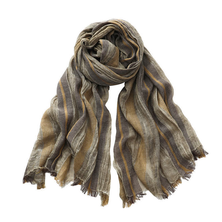 Buddha Stones Spring Fall Relaxed Gauzy Striped Travel Ready Men's Scarf - DarkKhaki - image 10
