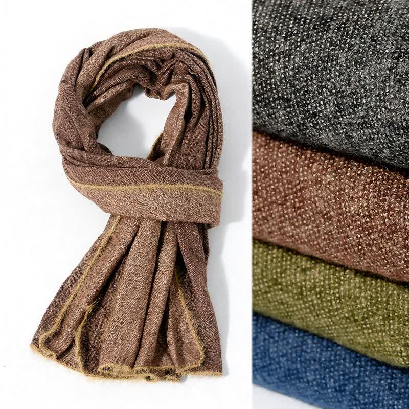 Buddha Stones Fall Winter Soft Drape Fringe Edge Men's Scarf - image 0