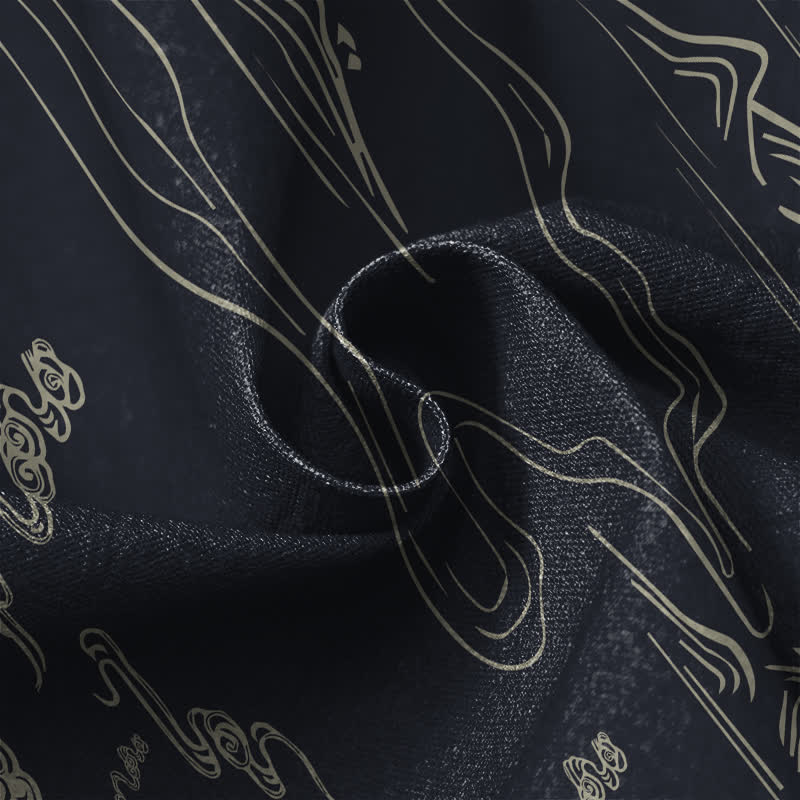 Buddha Stones Pure Cotton Vintage Mountain Cloud Pattern Frog Button Women's Elastic Waist Harem Pants With Pockets - image 4