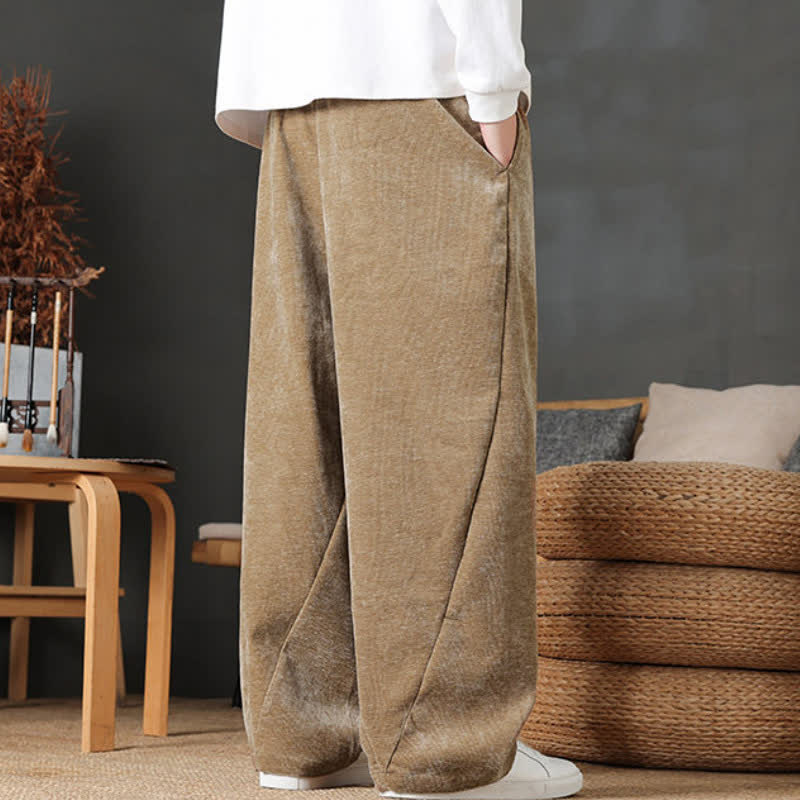 Buddha Stones Fall Winter Casual Drawstring Solid Color Long Pants Men's Straight Leg Pants With Pockets - image 4
