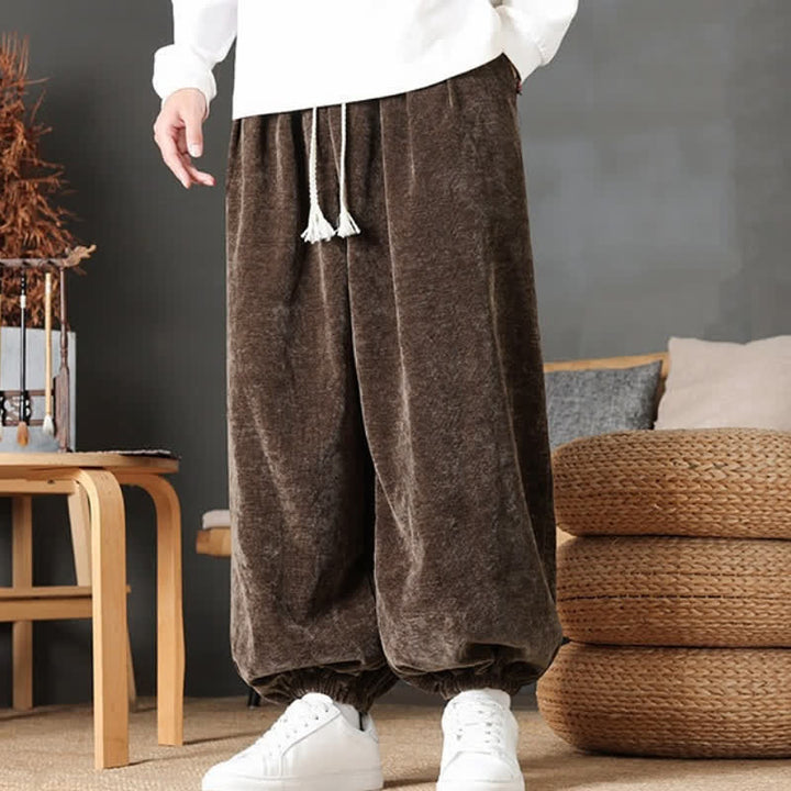 Buddha Stones Fall Winter Casual Vintage Drawstring Solid Ankle Pants Men's Straight Leg Pants With Pockets - image 6