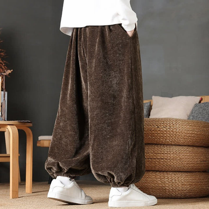 Buddha Stones Fall Winter Casual Vintage Drawstring Solid Ankle Pants Men's Straight Leg Pants With Pockets - image 4