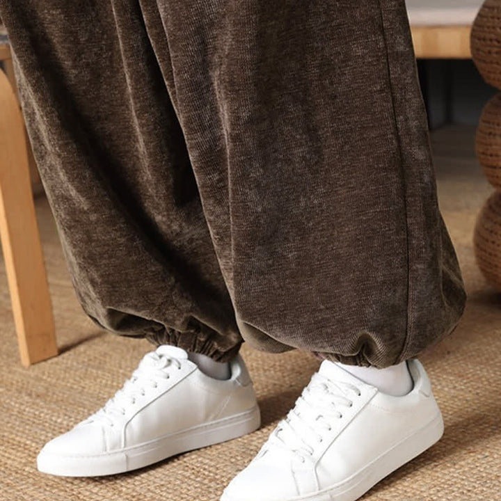 Buddha Stones Fall Winter Casual Vintage Drawstring Solid Ankle Pants Men's Straight Leg Pants With Pockets - image 10