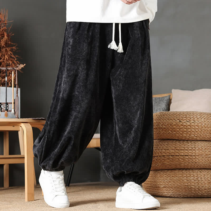 Buddha Stones Fall Winter Casual Vintage Drawstring Solid Ankle Pants Men's Straight Leg Pants With Pockets - image 12