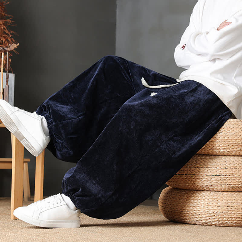 Buddha Stones Fall Winter Casual Vintage Drawstring Solid Ankle Pants Men's Straight Leg Pants With Pockets - image 36