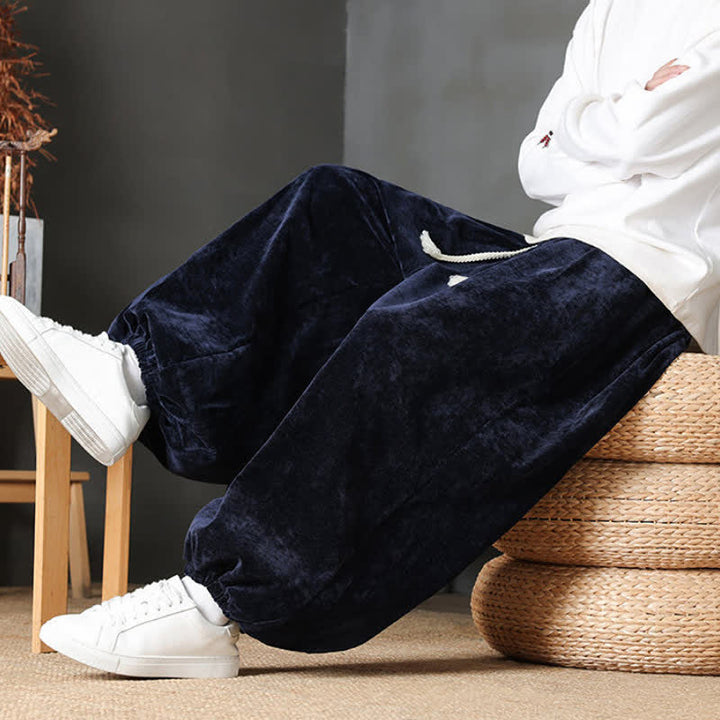 Buddha Stones Fall Winter Casual Vintage Drawstring Solid Ankle Pants Men's Straight Leg Pants With Pockets - image 36