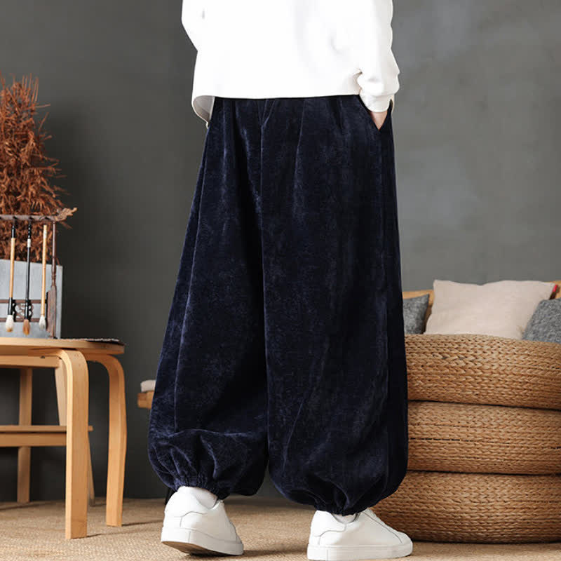 Buddha Stones Fall Winter Casual Vintage Drawstring Solid Ankle Pants Men's Straight Leg Pants With Pockets - image 33