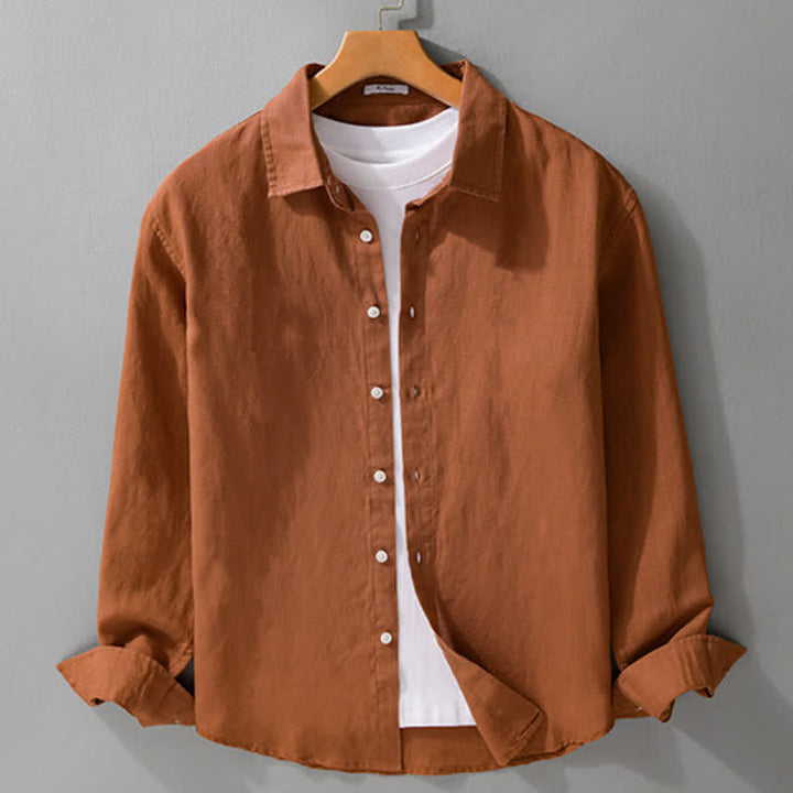Buddha Stones Spring Fall Casual Minimalist Button-Up Solid Men's Long Sleeve Shirts - image 11