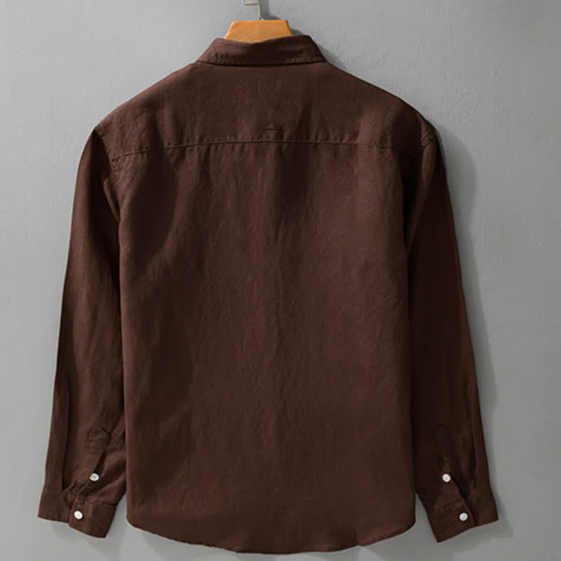 Buddha Stones Spring Fall Casual Minimalist Button-Up Solid Men's Long Sleeve Shirts - image 8