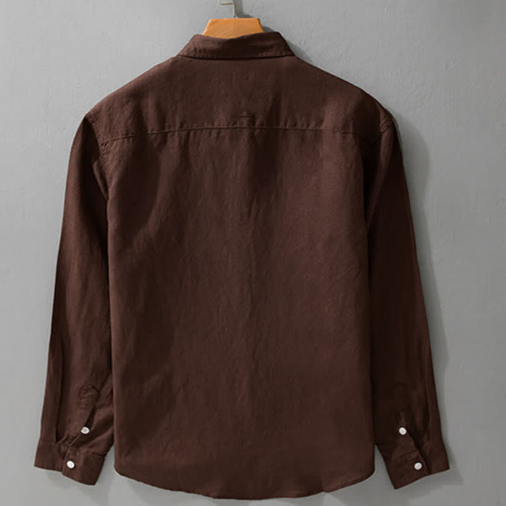 Buddha Stones Spring Fall Casual Minimalist Button-Up Solid Men's Long Sleeve Shirts - image 8