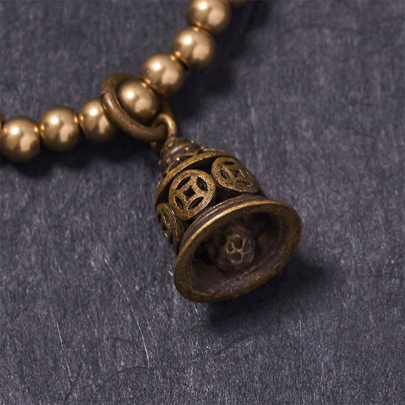 Buddha Stones Copper Beads Chinese Copper Coins Bell Wealth Bracelet - image 3