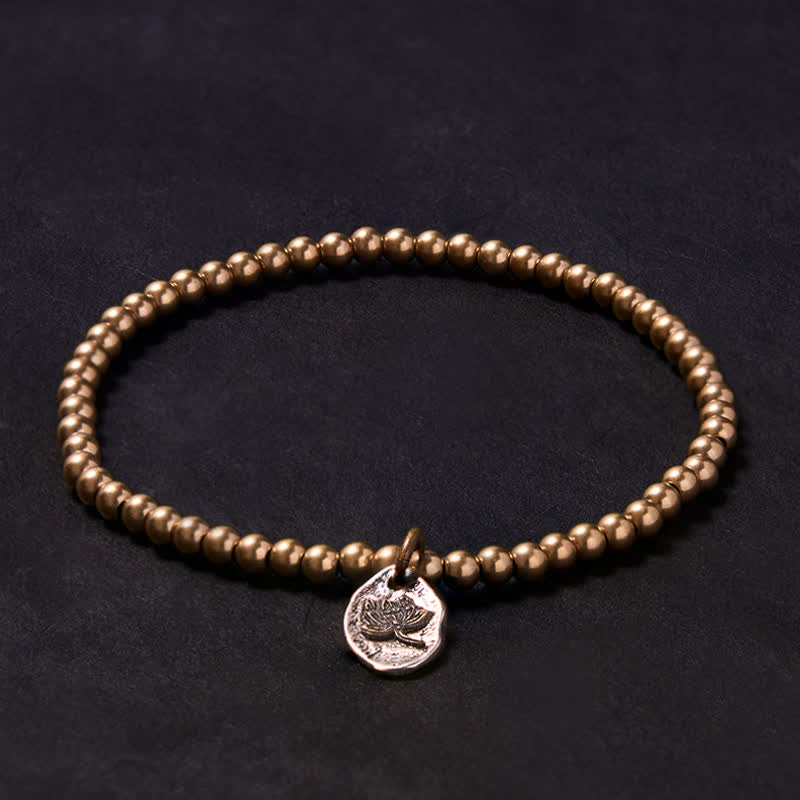 Buddha Stones Copper Beads Lotus Charm Healing Bracelet - image 1
