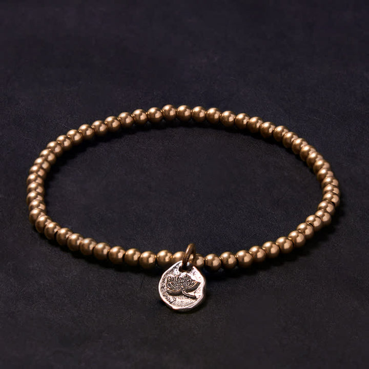 Buddha Stones Copper Beads Lotus Charm Healing Bracelet - image 1