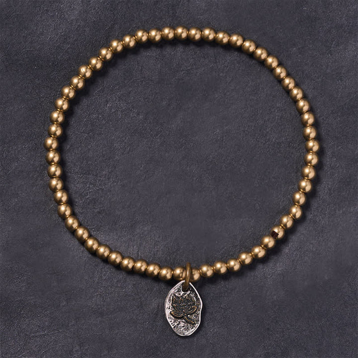 Buddha Stones Copper Beads Lotus Charm Healing Bracelet - image 2