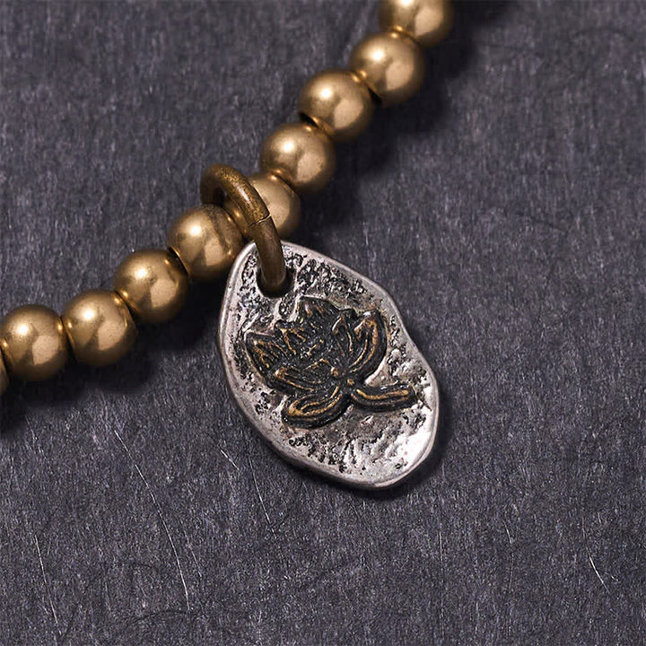 Buddha Stones Copper Beads Lotus Charm Healing Bracelet - image 3
