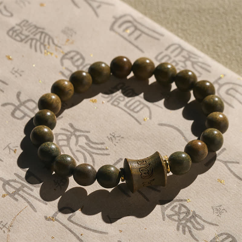 Buddha Stones Green Sandalwood Meditation Round Bead Bracelet - image 1