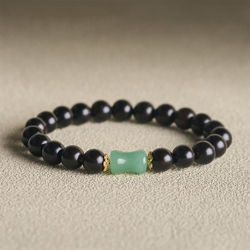 Buddha Stones Ebony Wood Green Sandalwood Natural Grain Unisex Bracelet - Ebony Wood(Balance ♥ Calm) - image 0