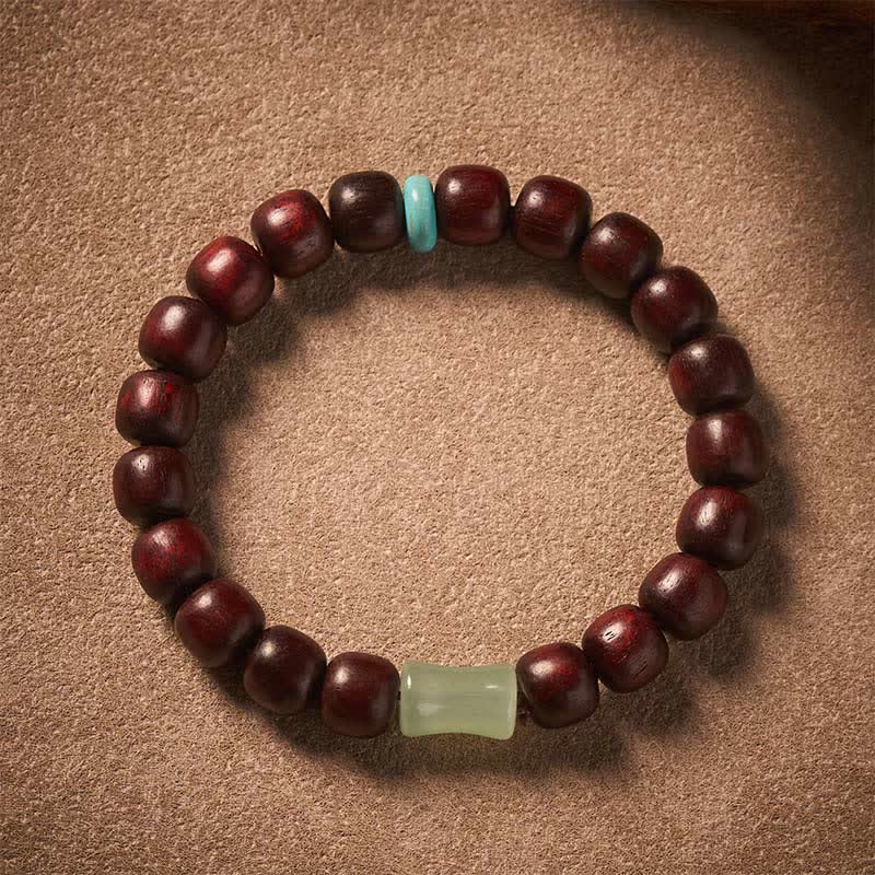 Buddha Stones Vintage Red Sandalwood Ebony Wood Bamboo Protection Bracelet - image 1