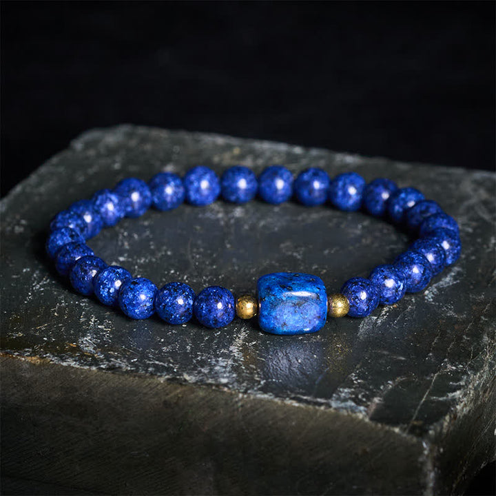 Buddha Stones Lapis Lazuli Minimalist Stretch Bead Wisdom Bracelet - Lapis Lazuli (Balance ♥ Serenity) - image 0
